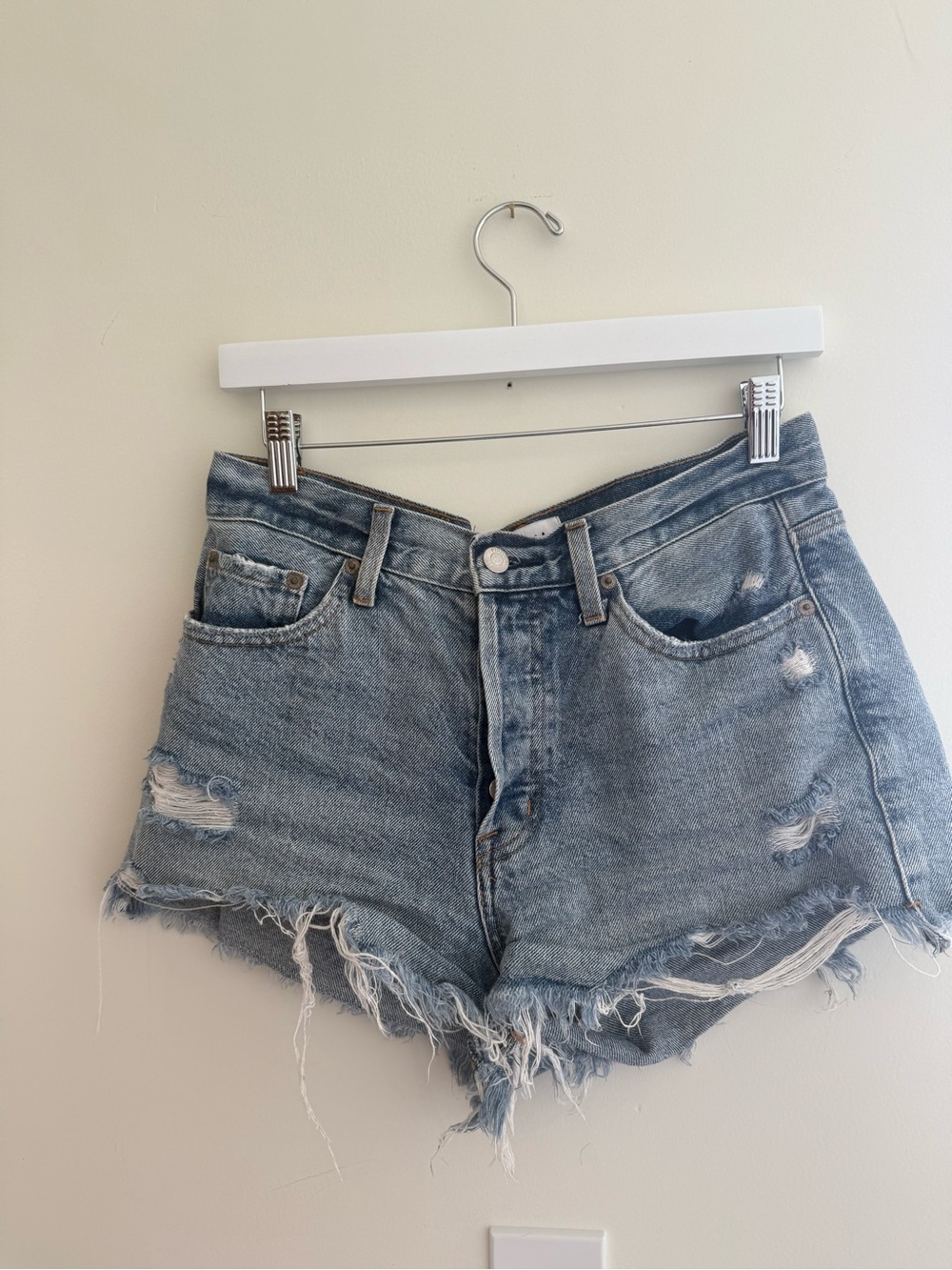 Pistola High-Rise Distressed Women’s Denim Shorts - Light Blue